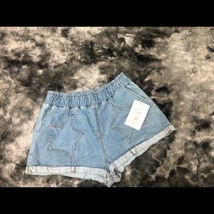 BRAND NEW W/TAG BLUE DENIM SHORTS W/ STARS